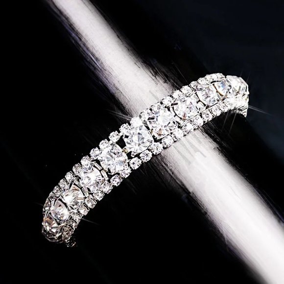 White Crystal Rhinestone Bracelet - Picture 2 of 2